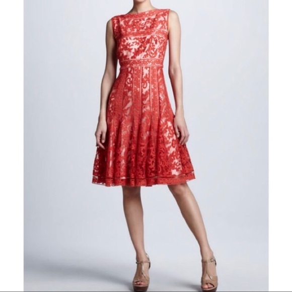 SOLD-Tadashi Embroidered Lace Cocktail Dress - Picture 3 of 14